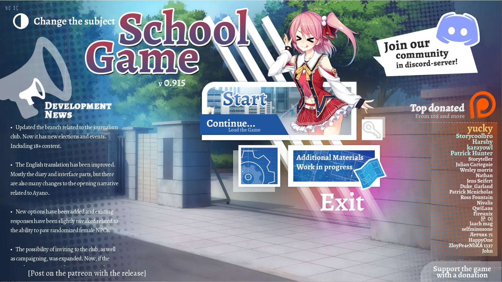 School Game New Version 0.957 Fix 13 Sloths Command